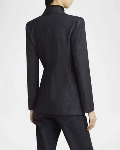 Giorgio Armani Cotton-Cashmere Denim Double-Breasted Blazer | Thumbnail 3 Giorgio Armani Cotton-Cashmere Denim Double-Breasted Blazer | Thumbnail 3
