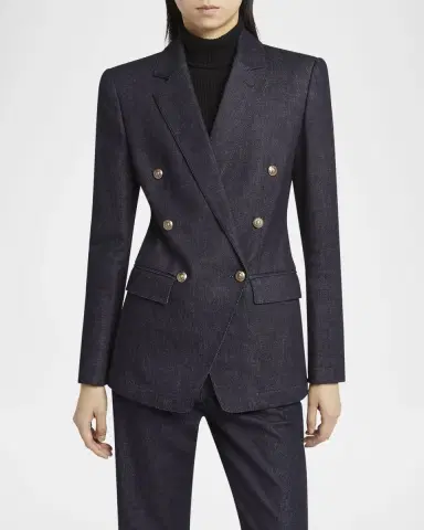 Giorgio Armani Cotton-Cashmere Denim Double-Breasted Blazer | Thumbnail 4 Giorgio Armani Cotton-Cashmere Denim Double-Breasted Blazer | Thumbnail 4