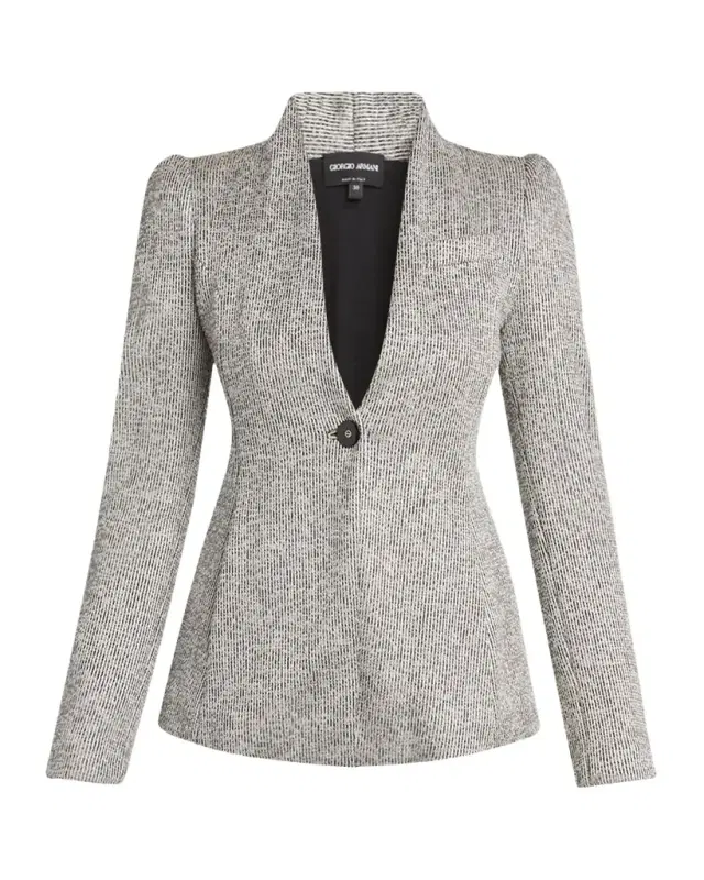 Textured Jersey Jacquard Single-Breasted Blazer