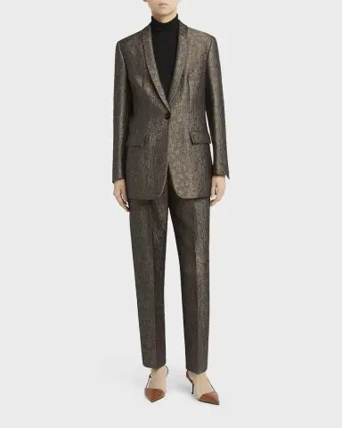 Giorgio Armani Geo Silk Jacquard Tapered-Leg Trousers | Thumbnail 2