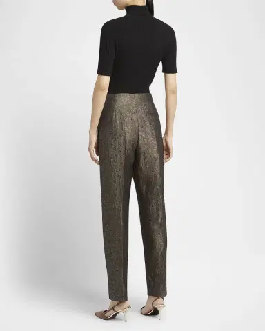 Giorgio Armani Geo Silk Jacquard Tapered-Leg Trousers | Thumbnail 3