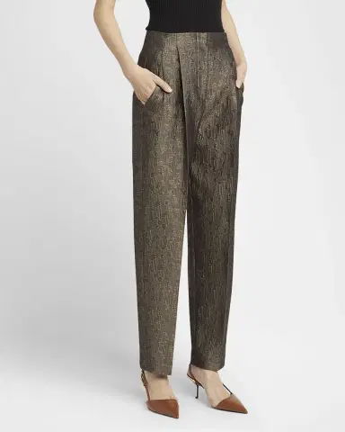 Giorgio Armani Geo Silk Jacquard Tapered-Leg Trousers | Thumbnail 4