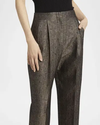 Giorgio Armani Geo Silk Jacquard Tapered-Leg Trousers | Thumbnail 5