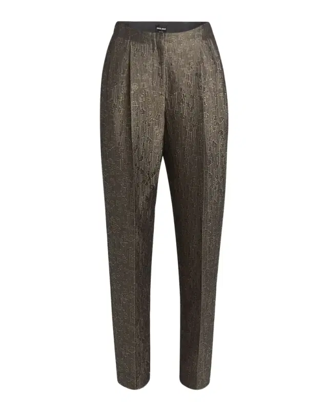 Giorgio Armani Geo Silk Jacquard Tapered-Leg Trousers