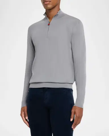Kiton Men's Wool Half-Zip Sweater | Thumbnail 4