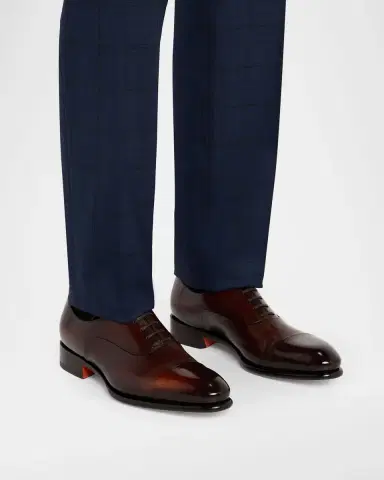 Santoni Men's Isaac Cap-Toe Leather Oxford Shoes | Thumbnail 2