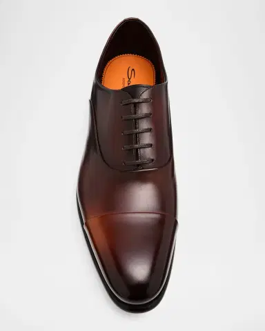 Santoni Men's Isaac Cap-Toe Leather Oxford Shoes | Thumbnail 6
