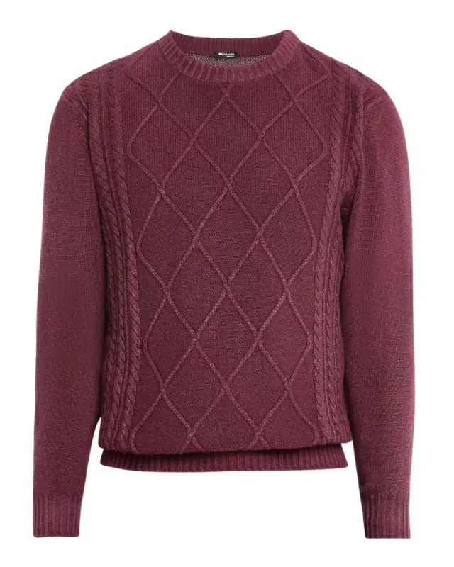 Kiton Men 's Cashmere Diamond Cable Crewneck Sweater