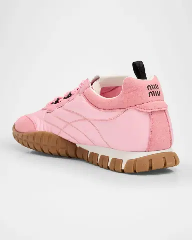 Miu Miu Low-Top Nylon & Leather Sneakers | Thumbnail 3