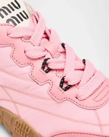 Miu Miu Low-Top Nylon & Leather Sneakers | Thumbnail 5