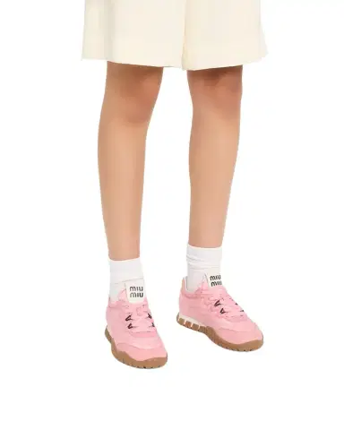 Miu Miu Low-Top Nylon & Leather Sneakers | Thumbnail 1