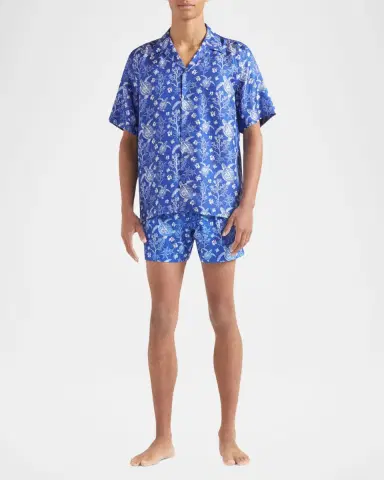 Vilebrequin Men 's Silk X-Ray Turtles Bowling Shirt | Thumbnail 2