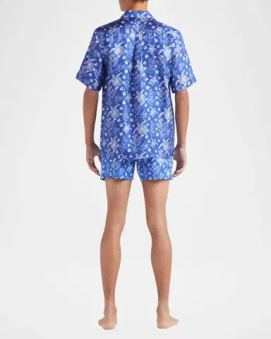 Vilebrequin Men 's Silk X-Ray Turtles Bowling Shirt | Thumbnail 3