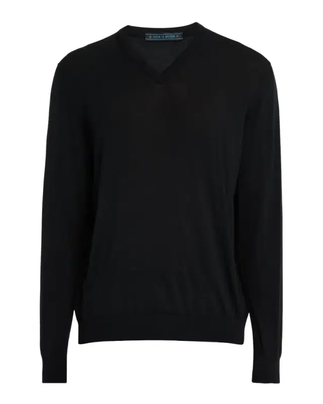 Men 's Wool Knit V-Neck Sweater