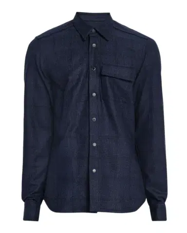 Kiton Men's Wool Windowpane Snap-Front Overshirt | Thumbnail 1 Kiton Men's Wool Windowpane Snap-Front Overshirt | Thumbnail 1