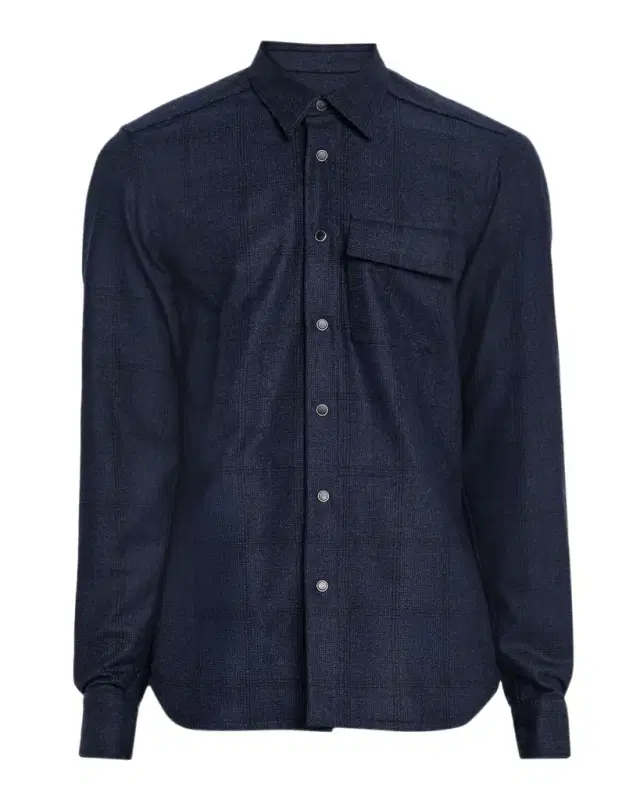 Men's Wool Windowpane Snap-Front Overshirt