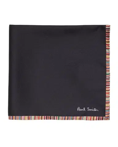Paul Smith Men's Signature Stripe Trim Silk Pocket Square | Thumbnail 1