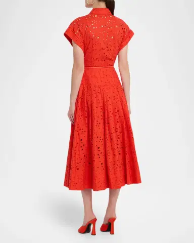 Rebecca Vallance Blaire Pleated Floral Lace Midi Shirtdress | Thumbnail 3 Rebecca Vallance Blaire Pleated Floral Lace Midi Shirtdress | Thumbnail 3