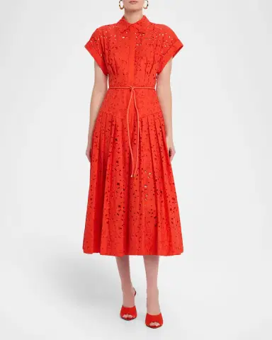 Rebecca Vallance Blaire Pleated Floral Lace Midi Shirtdress | Thumbnail 4 Rebecca Vallance Blaire Pleated Floral Lace Midi Shirtdress | Thumbnail 4