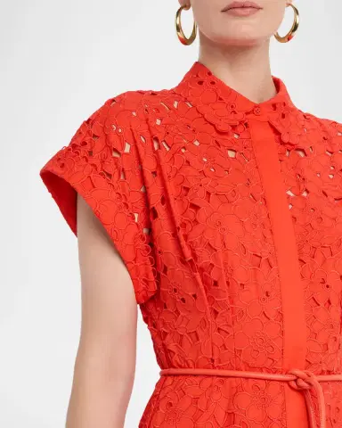 Rebecca Vallance Blaire Pleated Floral Lace Midi Shirtdress | Thumbnail 5 Rebecca Vallance Blaire Pleated Floral Lace Midi Shirtdress | Thumbnail 5