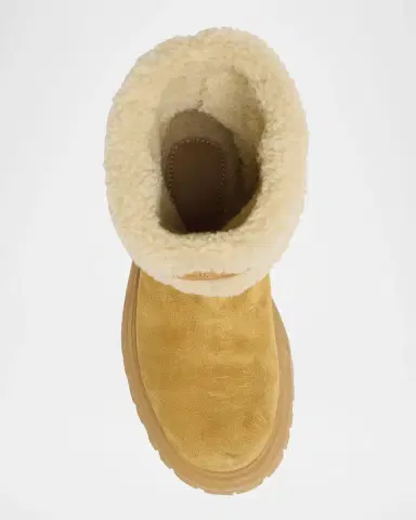 Moncler Girl's Petit Aurea Suede Shearling Mid-Ankle Boots, Toddler/Kids | Thumbnail 4