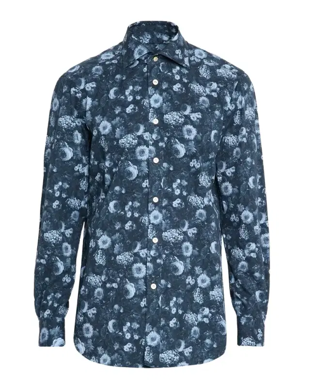 Men 's Cotton Tonal Floral Sport Shirt