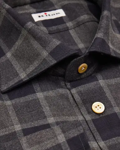 Kiton Men's Cotton Windowpane Check Button-Down Shirt | Thumbnail 2