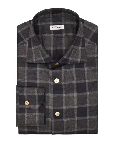 Kiton Men's Cotton Windowpane Check Button-Down Shirt | Thumbnail 1