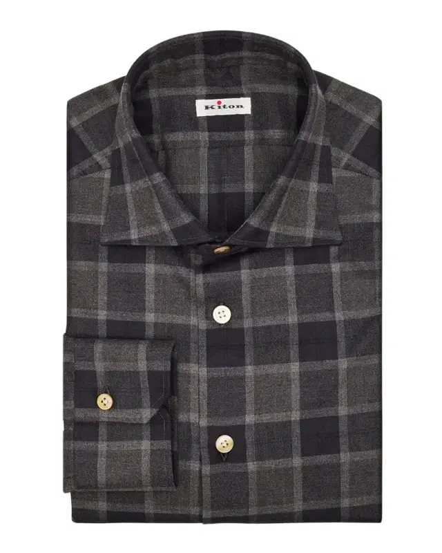 Men 's Cotton Windowpane Check Button-Down Shirt