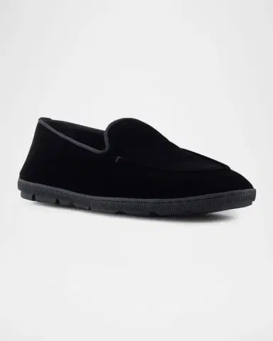 Giorgio Armani Men's Velvet Rubber-Sole Slipper Loafers | Thumbnail 2