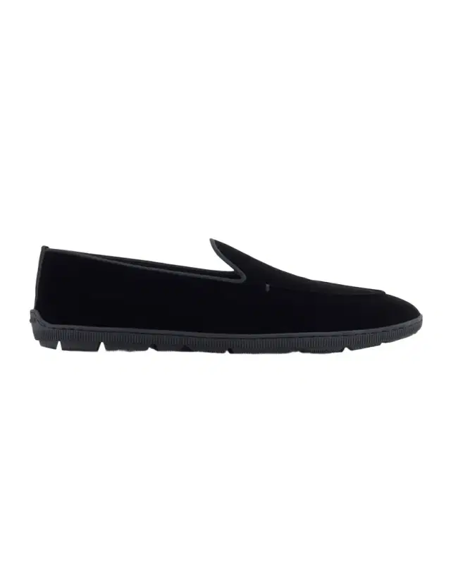 Giorgio Armani Men 's Velvet Rubber-Sole Slipper Loafers