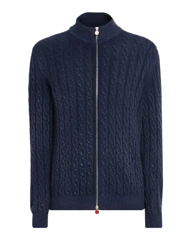 Men 's Washed Cashmere Cable Knit Full-Zip Sweater