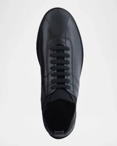 Giorgio Armani Men's Leather Knit-Lining Low-Top Sneakers | Thumbnail 6 Giorgio Armani Men's Leather Knit-Lining Low-Top Sneakers | Thumbnail 6