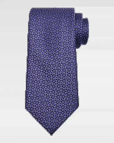 Charvet Men 's Jacquard Woven Geometric Silk Tie | Thumbnail 2 Charvet Men 's Jacquard Woven Geometric Silk Tie | Thumbnail 2