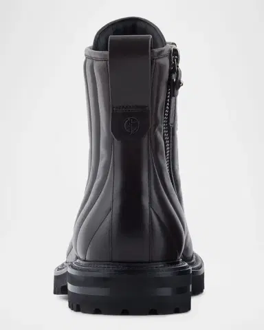 Giorgio Armani Men's Quilted Leather Lace-Up Boots | Thumbnail 3