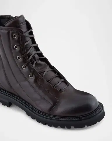 Giorgio Armani Men's Quilted Leather Lace-Up Boots | Thumbnail 5
