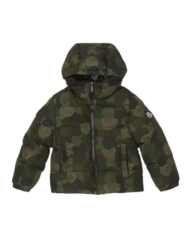 Moncler Boy 's Escer Camo Logo-Print Puffer Jacket