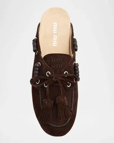 Miu Miu Suede Tassel Mocassin Mules | Thumbnail 6