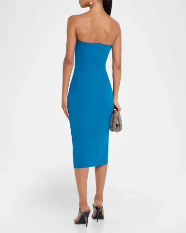 Chiara Boni La Petite Robe Strapless Ruched Bodycon Midi Dress | Thumbnail 3 Chiara Boni La Petite Robe Strapless Ruched Bodycon Midi Dress | Thumbnail 3