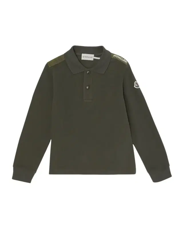 Moncler Boy 's Logo Tape Long-Sleeve Polo Shirt