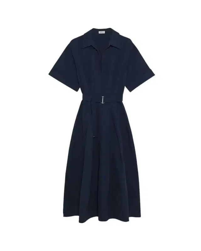 Deanna Short-Sleeve Belted Midi Dress