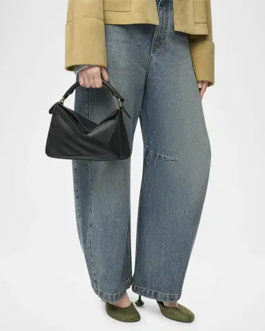 Loewe Puzzle Small Striped Top-Handle Bag in Leather & Suede | Thumbnail 4 Loewe Puzzle Small Striped Top-Handle Bag in Leather & Suede | Thumbnail 4