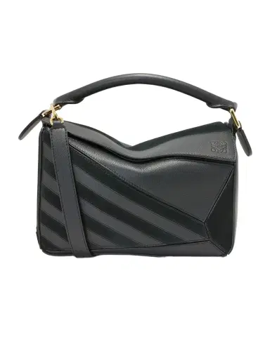 Loewe Puzzle Small Striped Top-Handle Bag in Leather & Suede | Thumbnail 1 Loewe Puzzle Small Striped Top-Handle Bag in Leather & Suede | Thumbnail 1