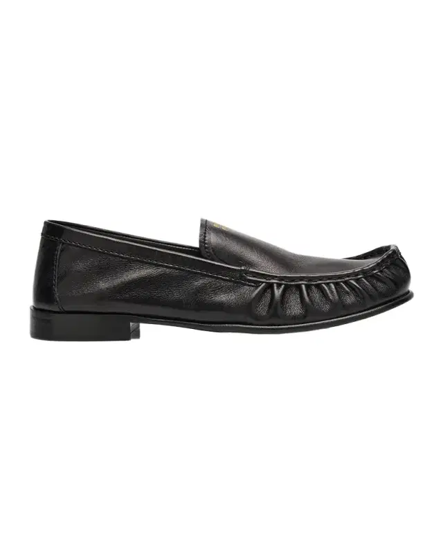Miu Miu Ruched Leather Mocassin Loafers