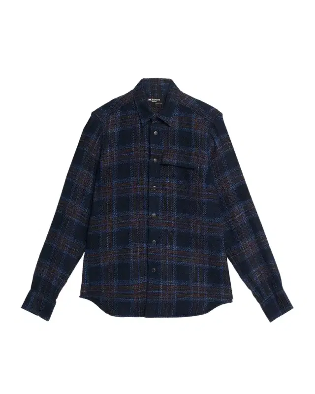 Men 's Wool-Blend Plaid Snap-Front Overshirt
