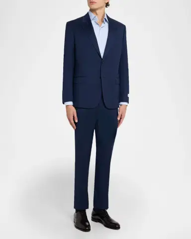 Emporio Armani Men 's 130s Wool Micro-Herringbone Peak Lapel G Line Suit | Thumbnail 2 Emporio Armani Men 's 130s Wool Micro-Herringbone Peak Lapel G Line Suit | Thumbnail 2