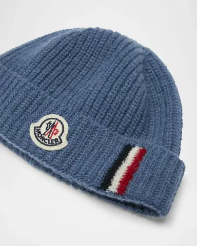 Moncler Boy 's Wool Knit Logo Beanie | Thumbnail 2