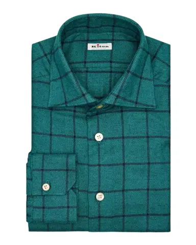 Kiton Men's Cotton Windowpane Check Button-Down Shirt | Thumbnail 1 Kiton Men's Cotton Windowpane Check Button-Down Shirt | Thumbnail 1