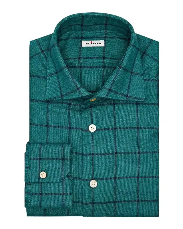 Men 's Cotton Windowpane Check Button-Down Shirt