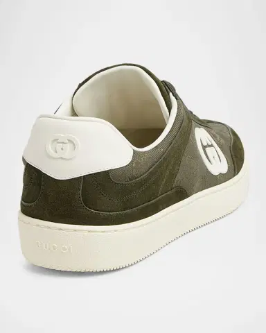 Gucci Men's G75 Canvas and Suede T-Toe Low-Top Sneakers | Thumbnail 3